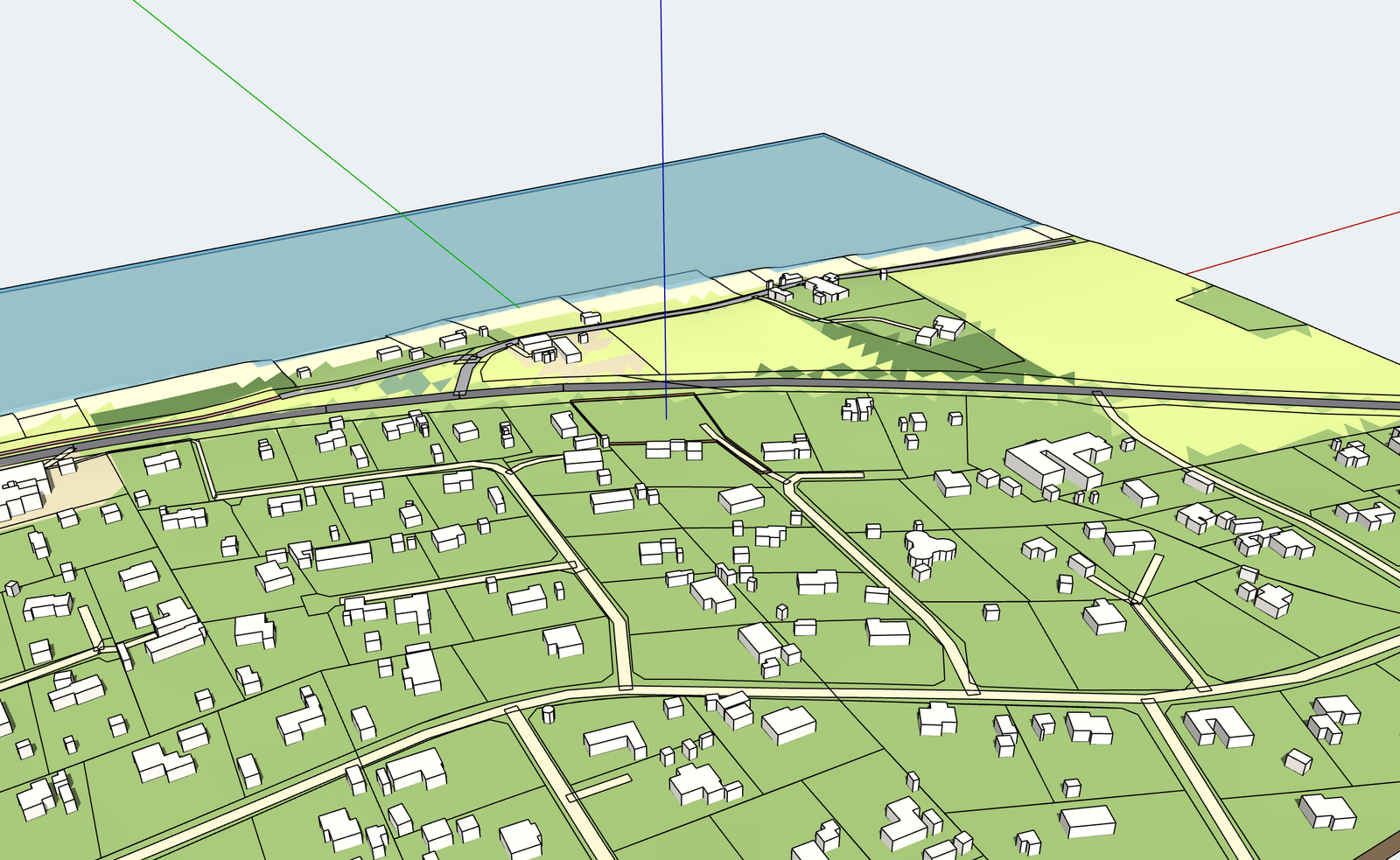Screenshot of a site context landscape in SketchUp